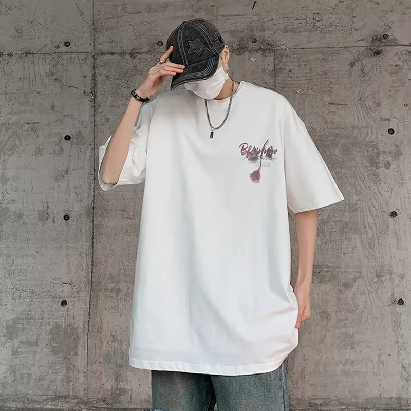 T-Shirt Gothique à Manches Courtes et Col Ras du Cou pour Homme Streetwear en Coton Respirant