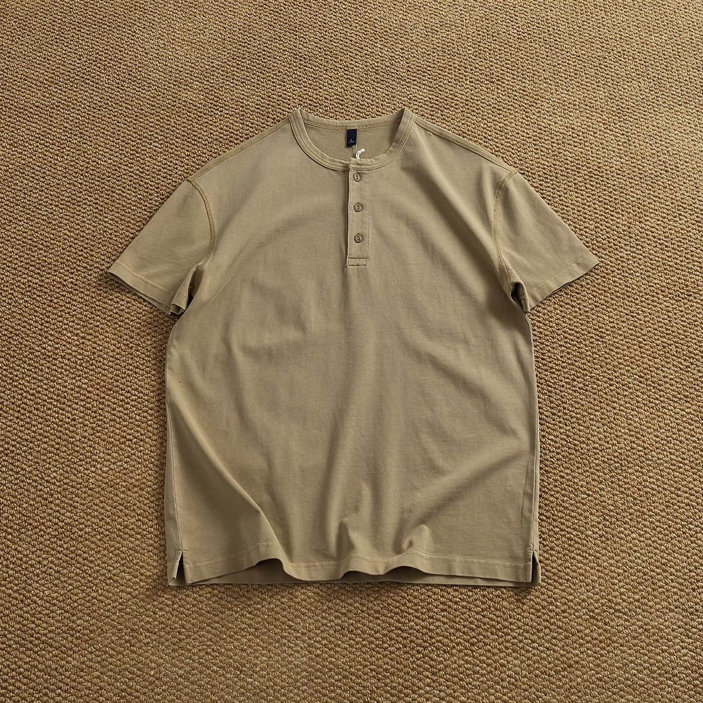 Chemise Henley rétro en coton pur