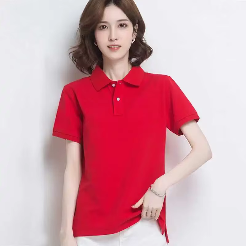 Chemise col polo pour femme uni bouton blanc 100 ℅ Coton