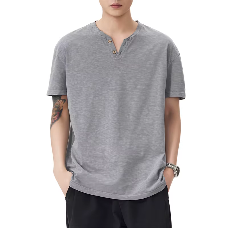 Polo à col Henry pour homme