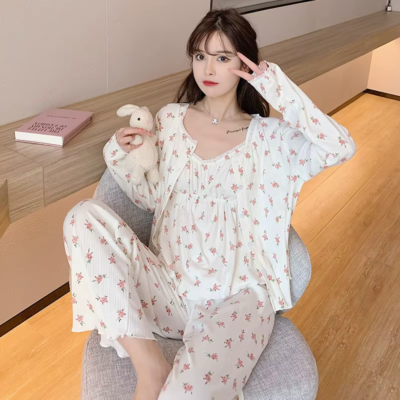 Pyjama trois pièces en coton pour femmes