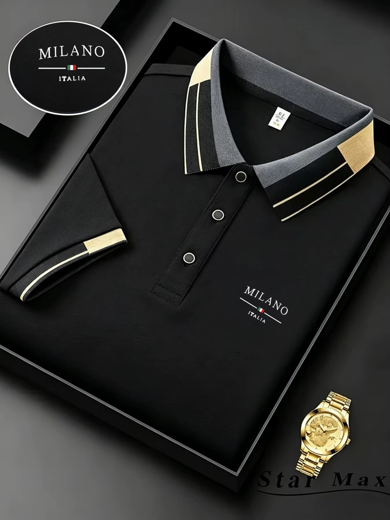 Polo homme luxe à manches courtes avec broderie cheval