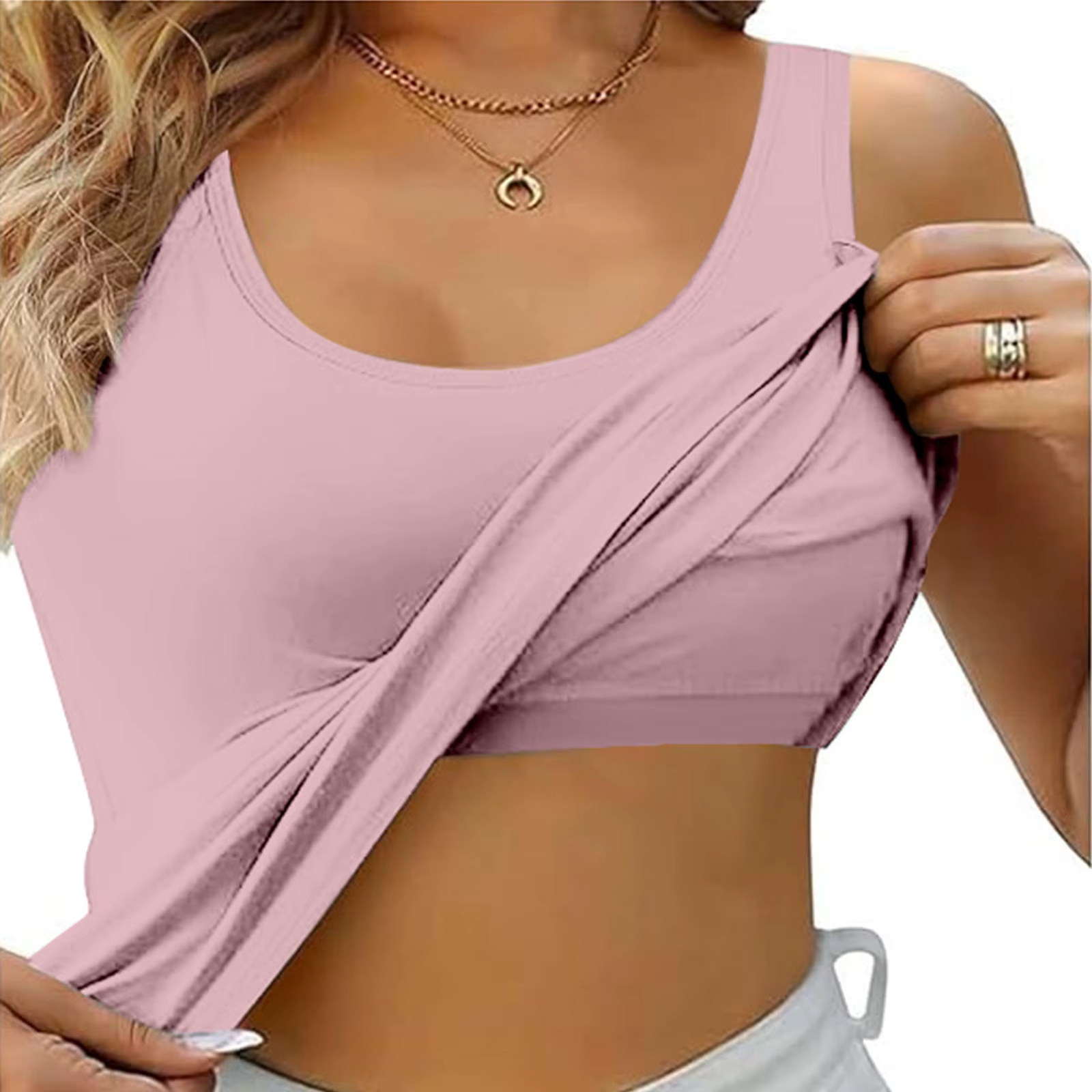 Camisole en fibre à col rond pour femme