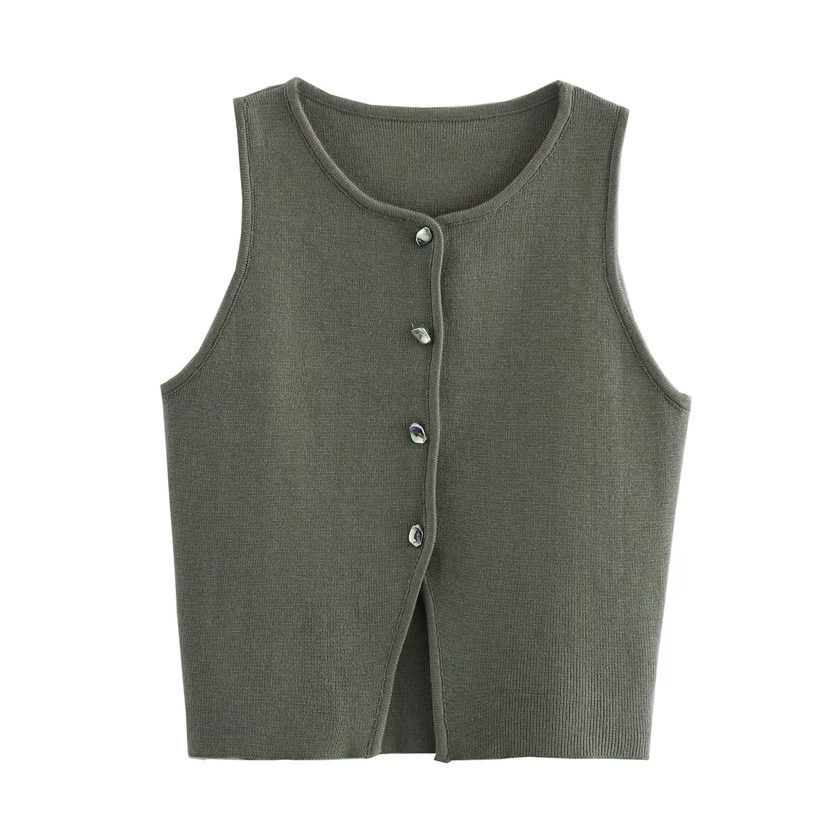 MUJER rose tricot sans manches gilet femmes recadrée pull