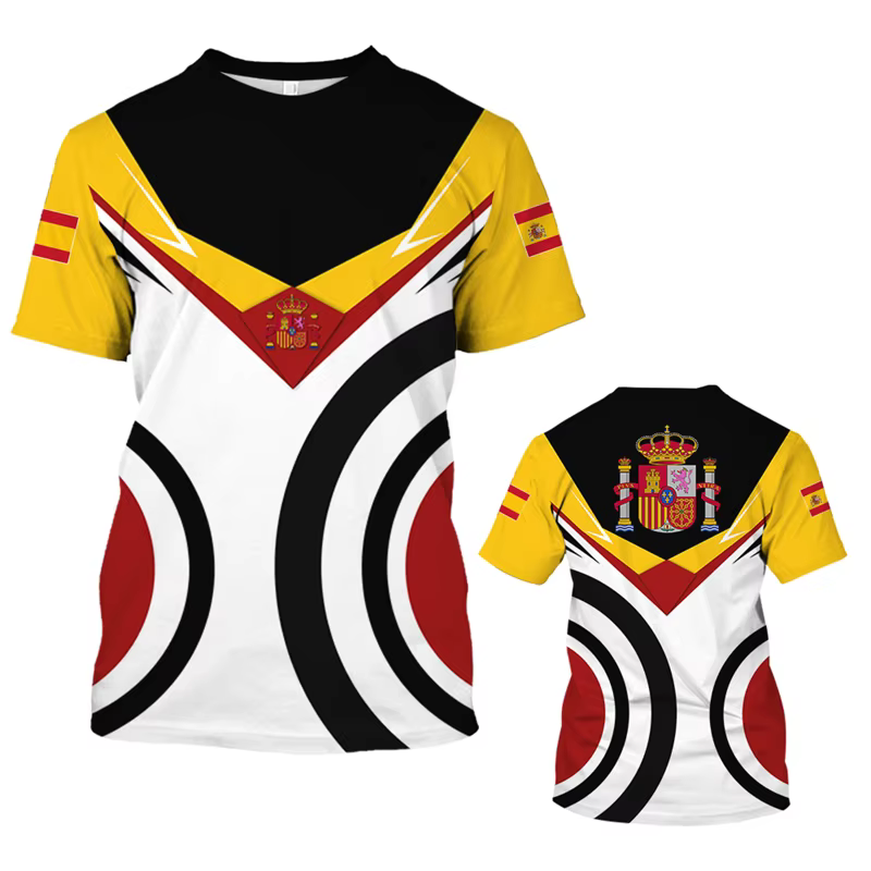 T-shirt à manches courtes avec emblème national espagnol pour hommes