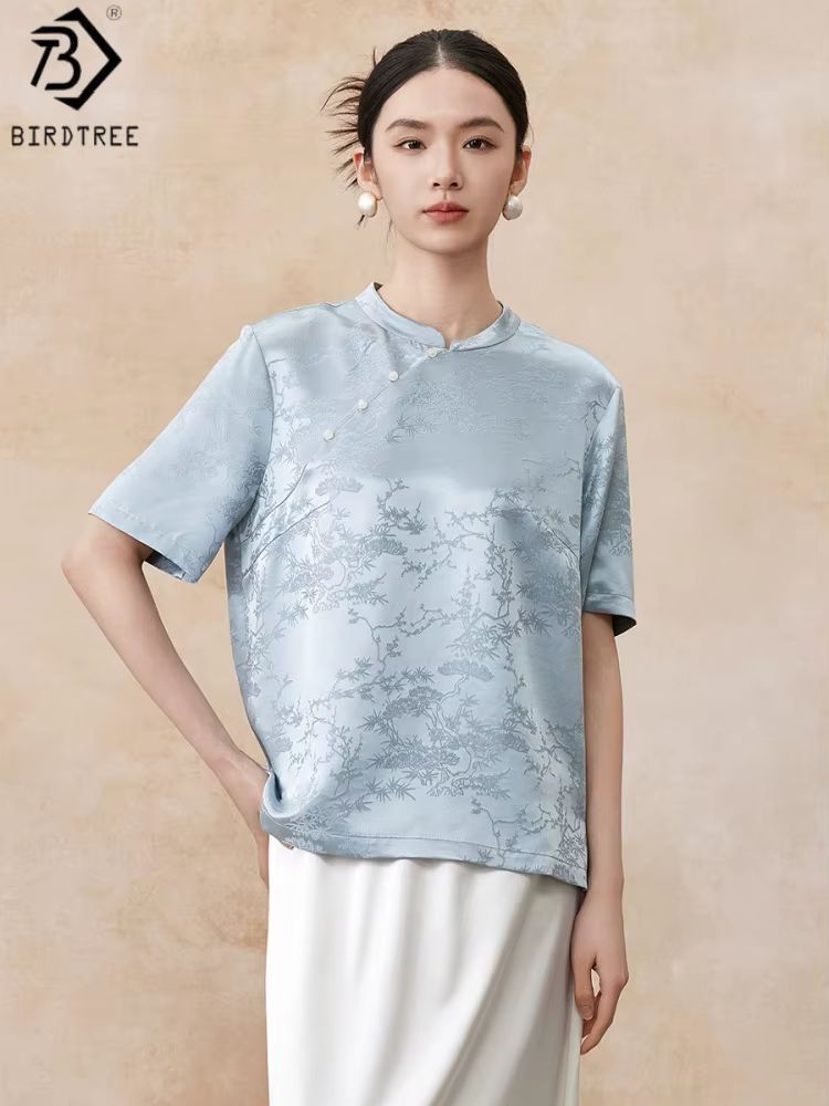Birdtree, T-shirt 100% soie véritable 28MM