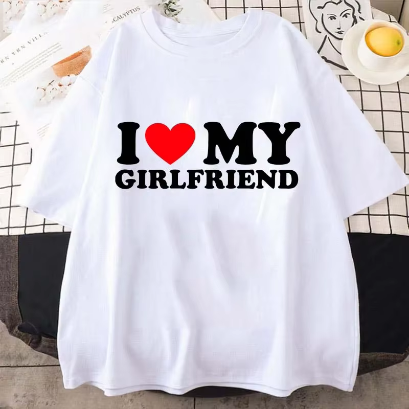 J'aime ma petite amie imprimer t-shirt t-shirts pour hommes décontracté ample Jogging à manches courtes