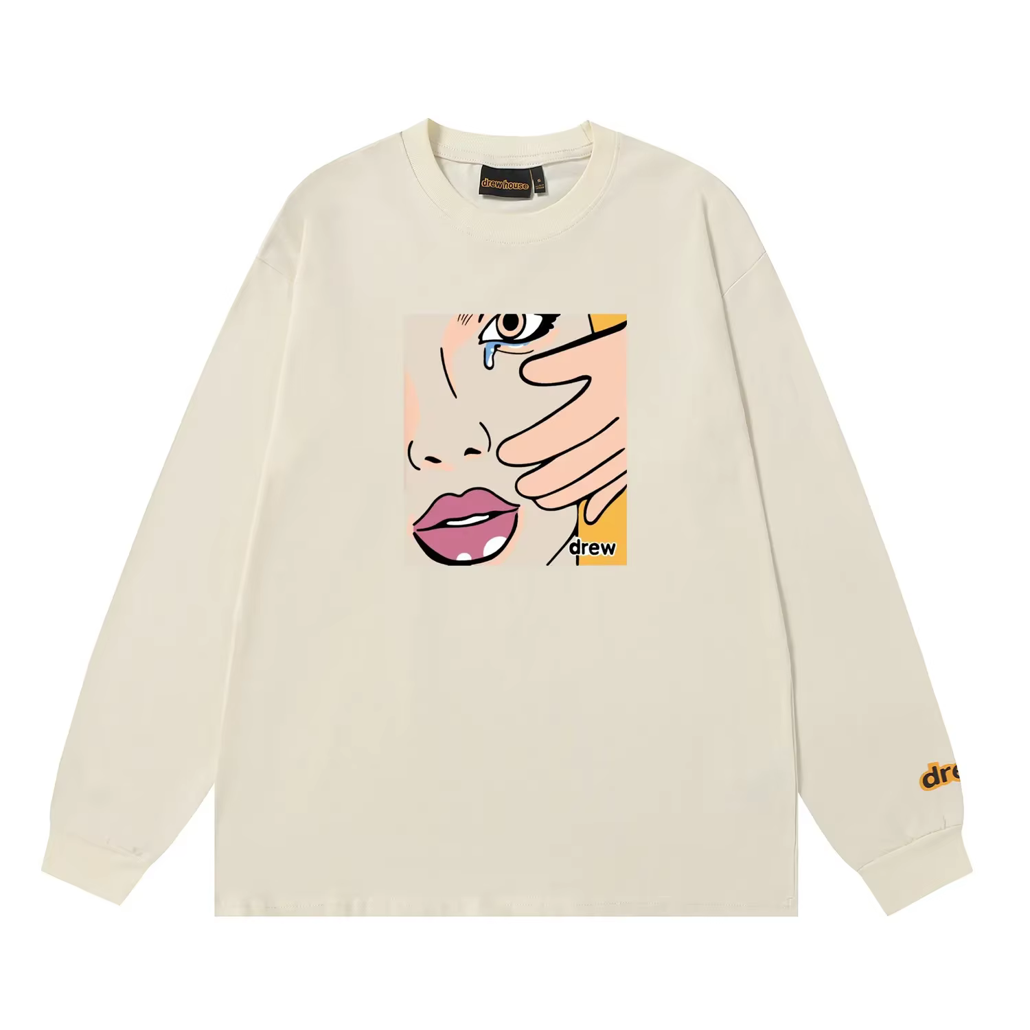Drew House nouveau dessiné fille lingettes larmes t-shirt hommes et femmes à manches longues