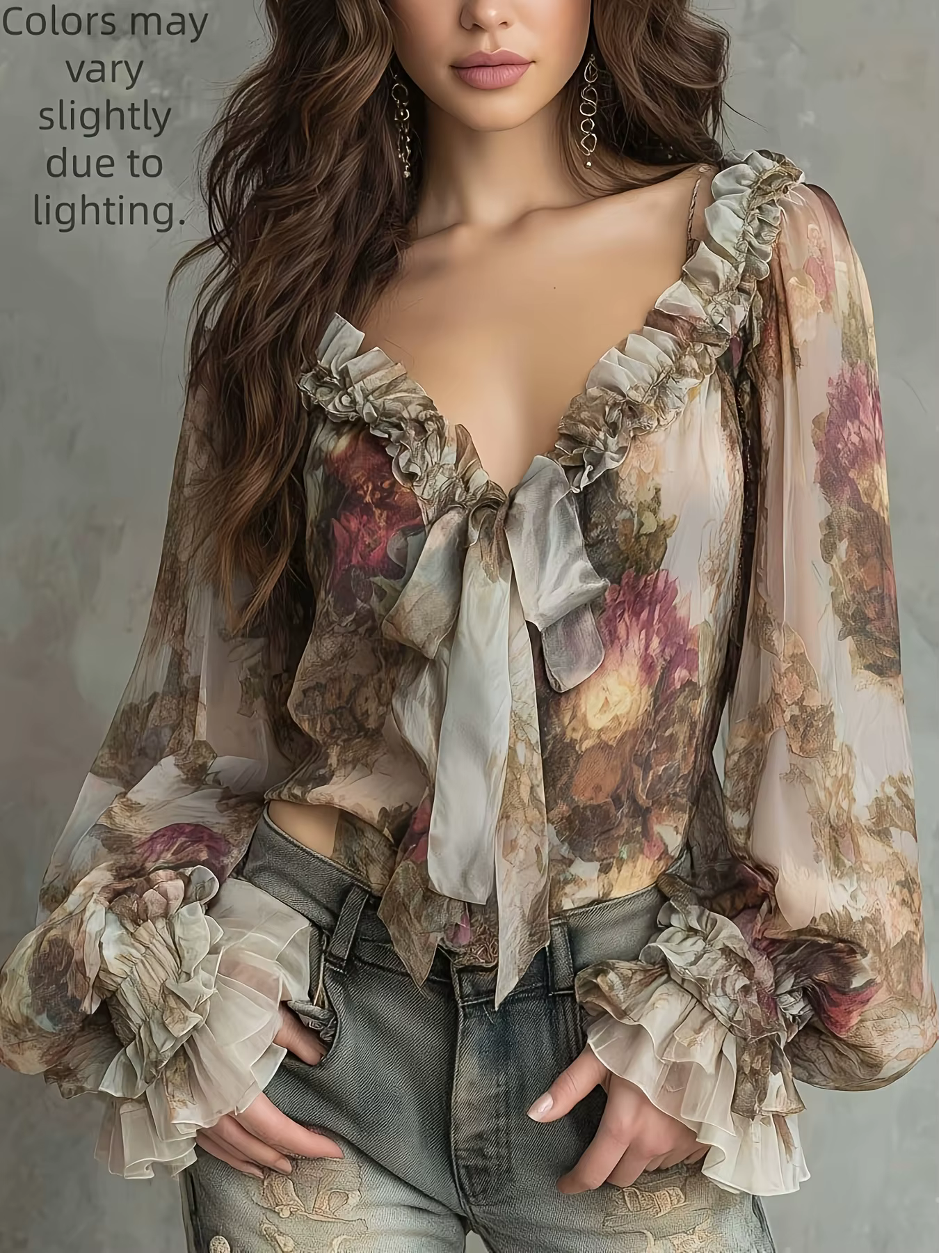 Chemise à imprimé floral vintage pour femmes