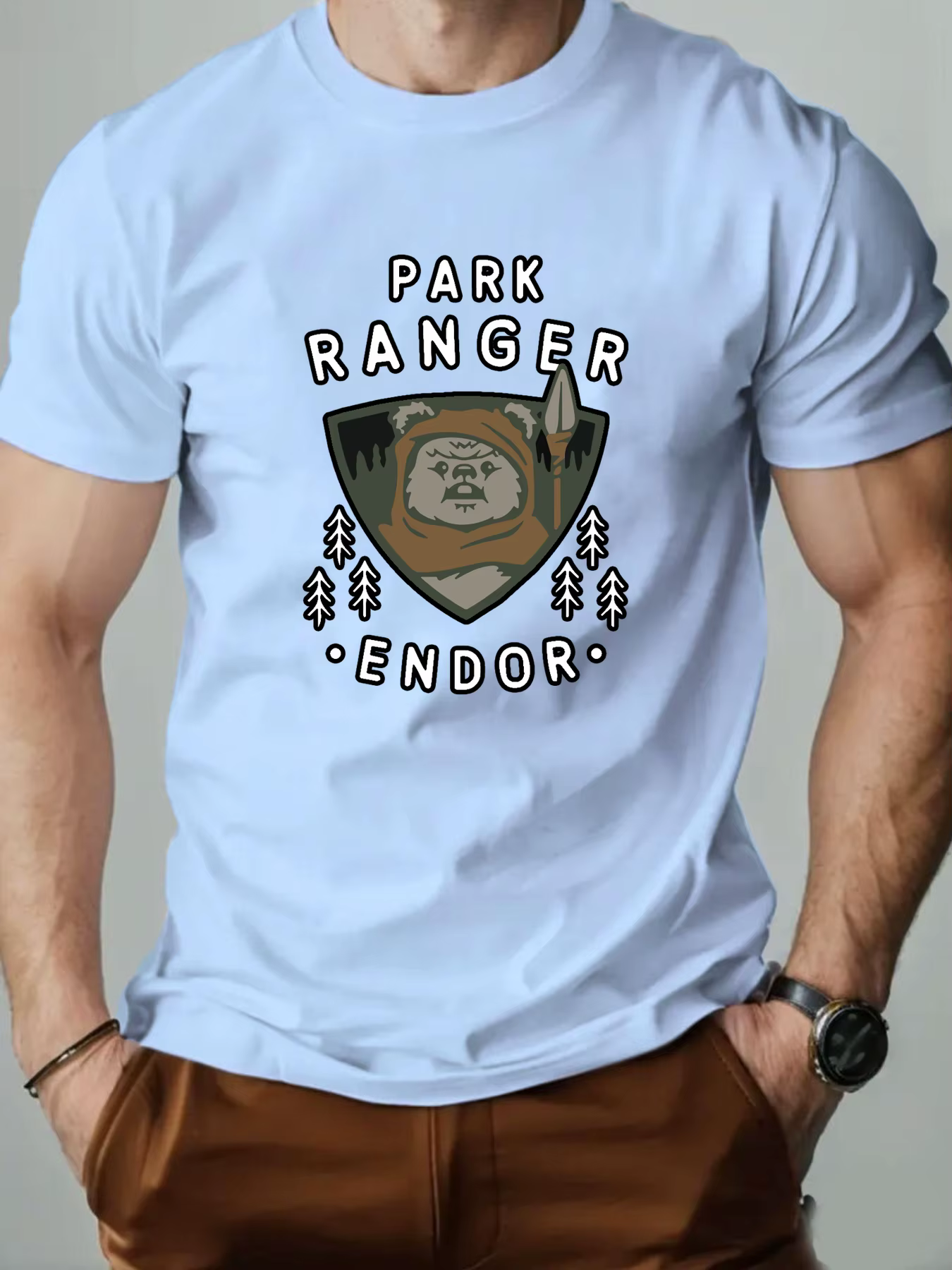 Hommes T-Shirt 100% coton ours dessin animé motif imprimé été col rond respirant décontracté à manches courtes mode