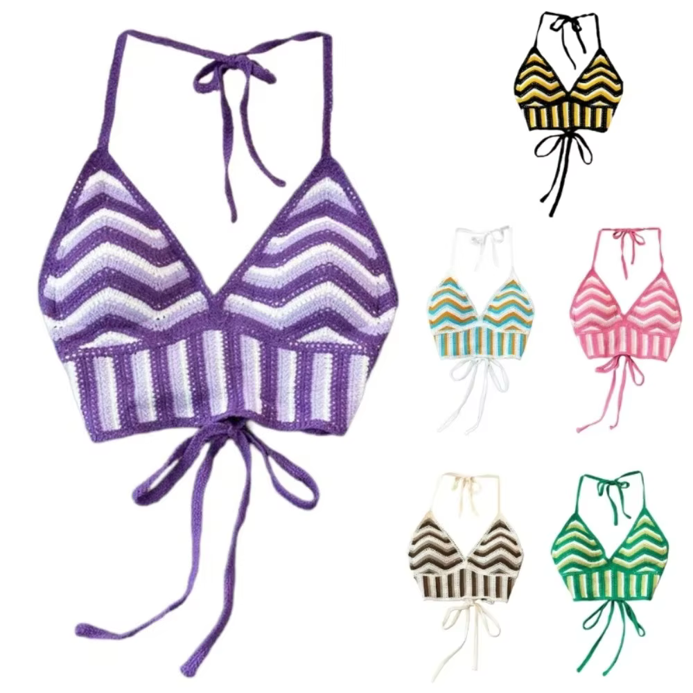 Nouveau débardeur bohème en crochet tricoté