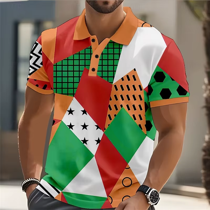 Polo homme à motif lignes colorées