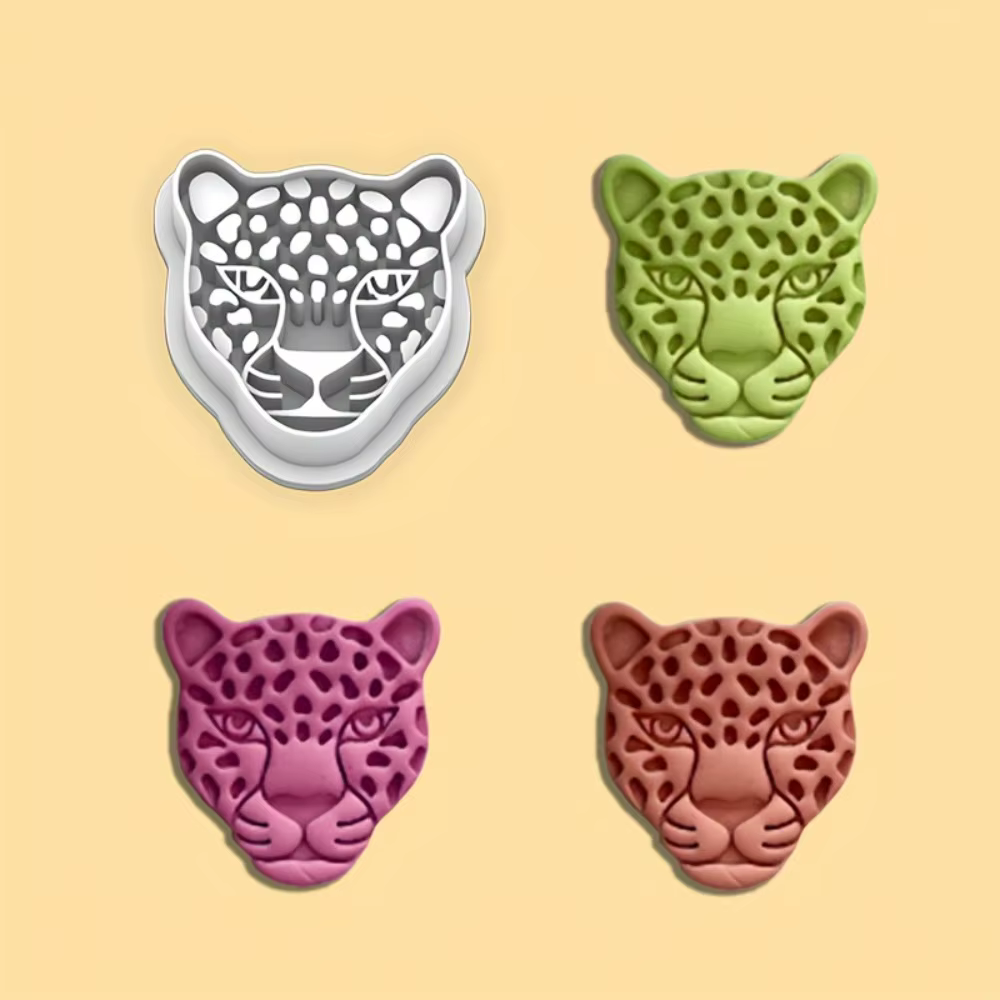 Emporte-pièce Tête de Léopard, Moule Animal Bohème avec Détails Creux Complexes pour Fêtes Thème Jungle Estivale et Créations en Fondant