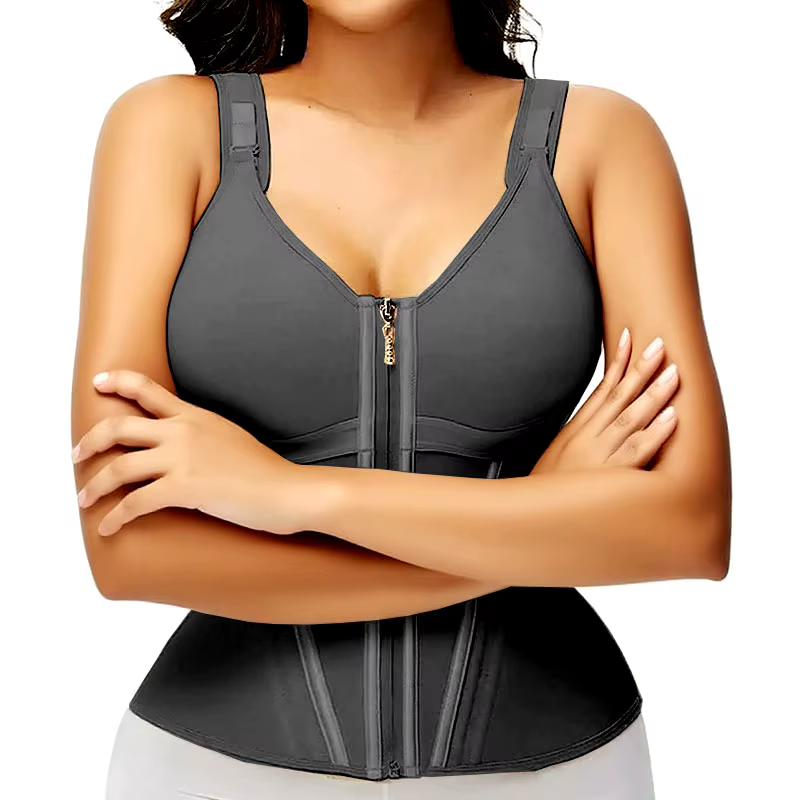 Léopard minceur gaine taille formateur Corset gilet avec fermeture éclair Fajas colombien ceinture corps Shaper Shapewear sport chemise débardeur