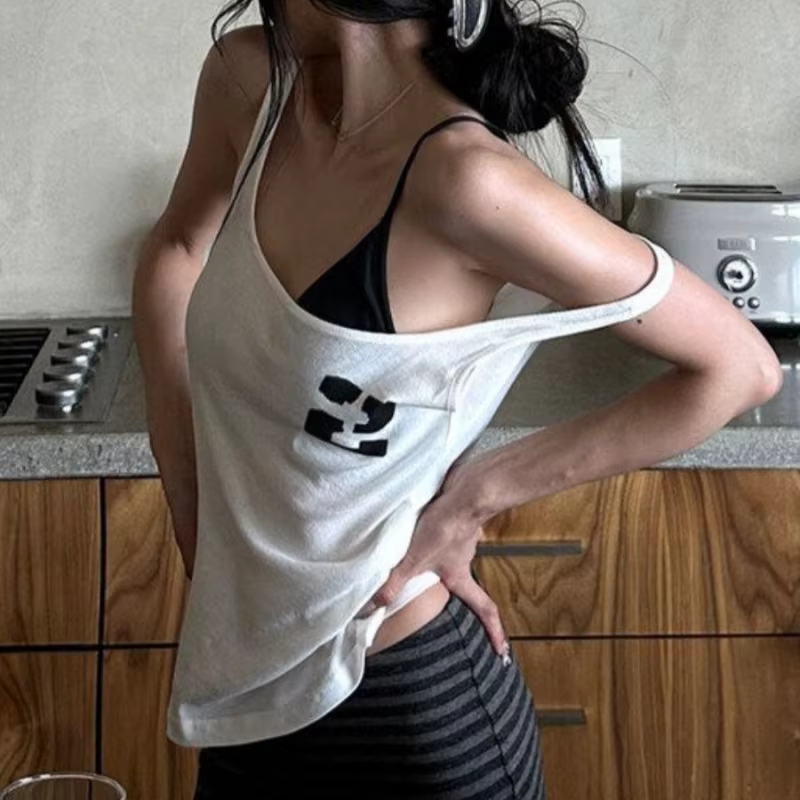 Débardeur Camisole Uni Col V Sans Manches pour Femme