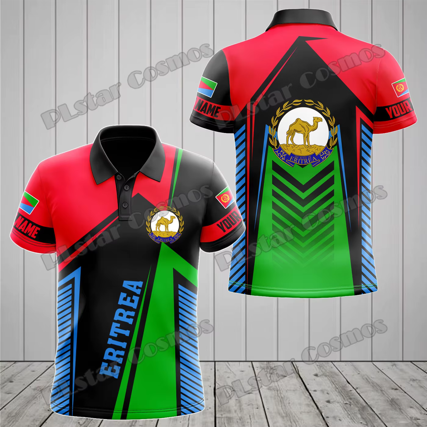 Personnaliser l'érythrée blason 3D partout imprimé mode hommes Polo été décontracté unisexe à manches courtes