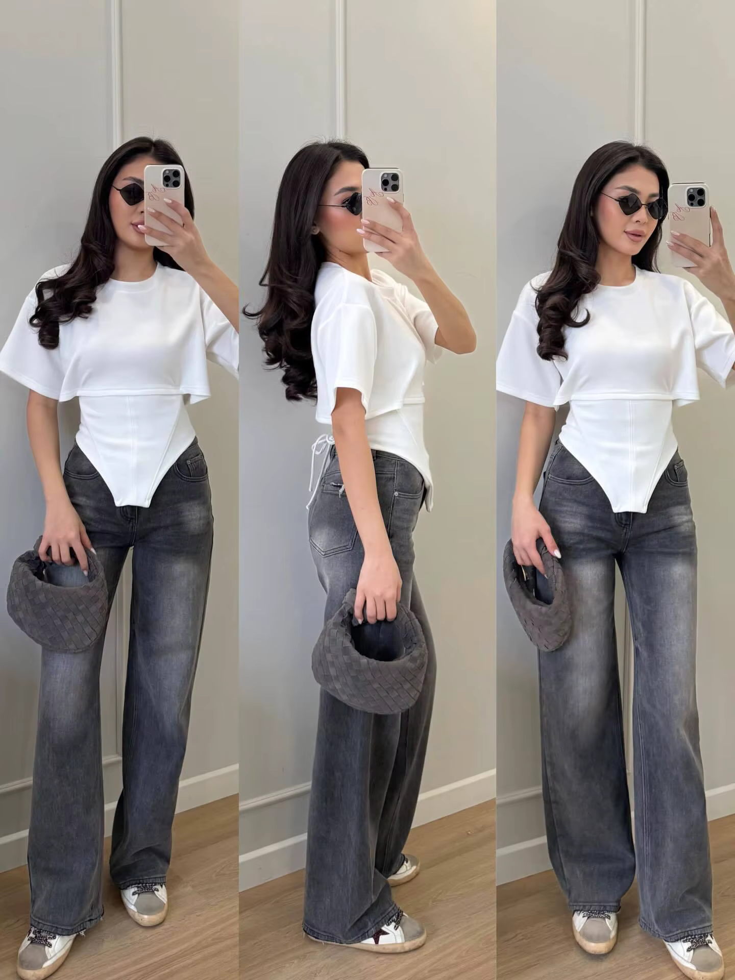 T-shirt à col rond et manches courtes pour femme