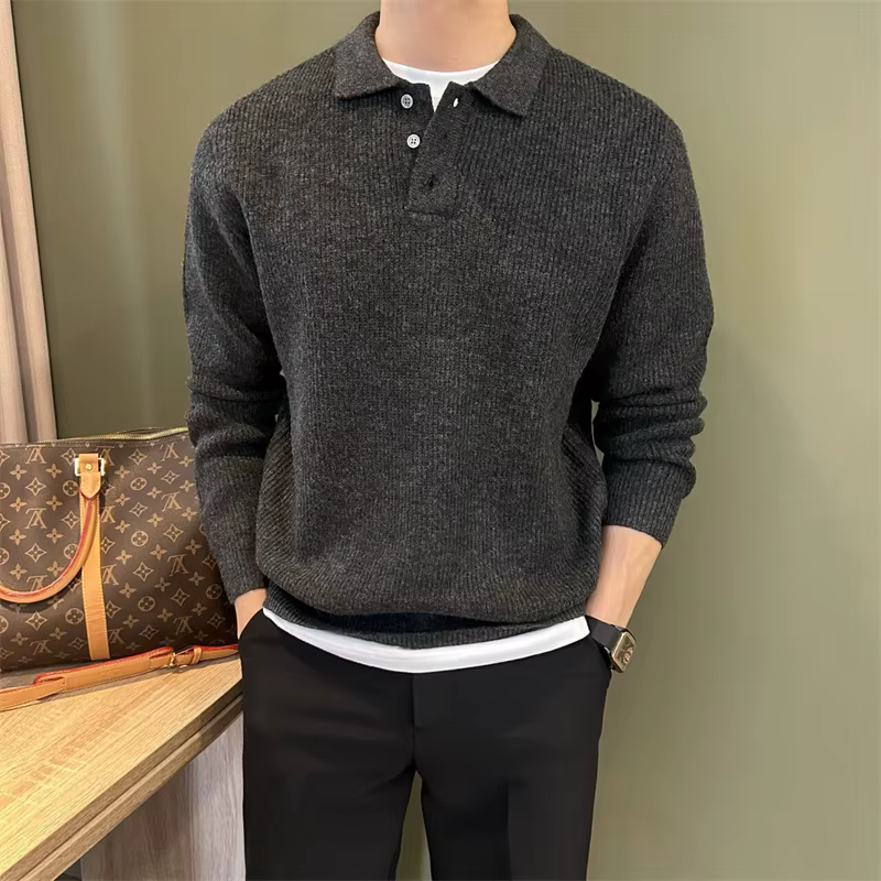 Pull tricoté à col Polo pour homme