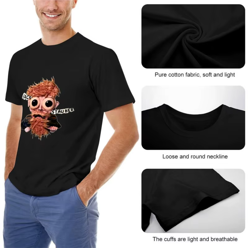T-shirt Jack Stauber Merch pour hommes, chemisier en coton noir