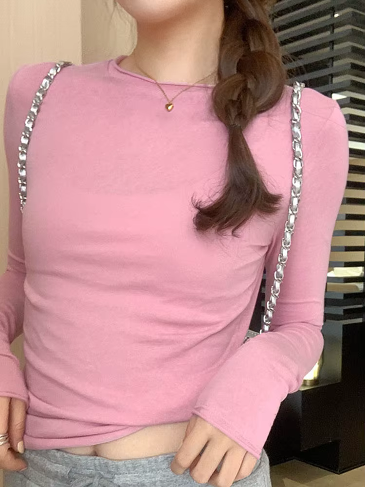 T-shirt à Manches sulfet Col Rond pour Femme
