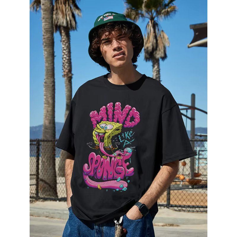 T-shirt pour homme avec motif graffiti sur le devant sur le thème de Bob l'éponge « Mind Like A Sponge »