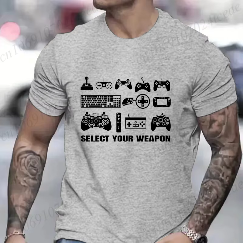 T-shirt pour hommes vêtements mode Gamer t-shirts sélectionner votre arme
