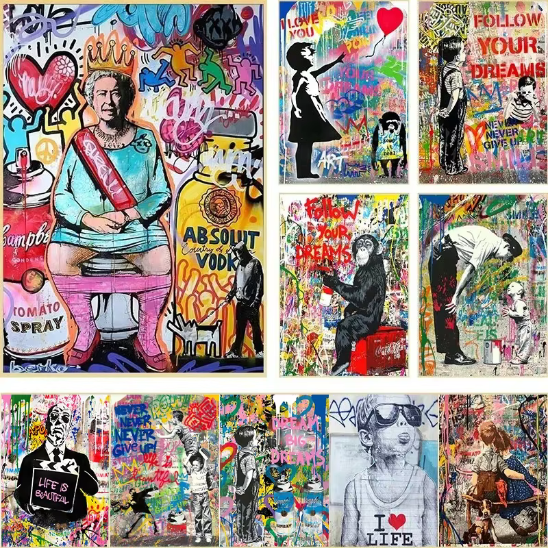 Graffiti Street Wall Art Pop Art affiches Banksy Portraits de personnes célèbres peintures à l'huile abstraites imprimées salon décor à la maison