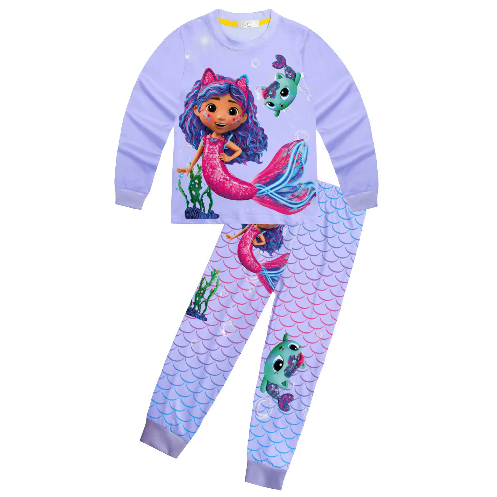 2025Gabby DollHouse filles vêtements dessin animé imprimé pyjamas mignon sirène Gabby's t-shirt pantalon ensemble