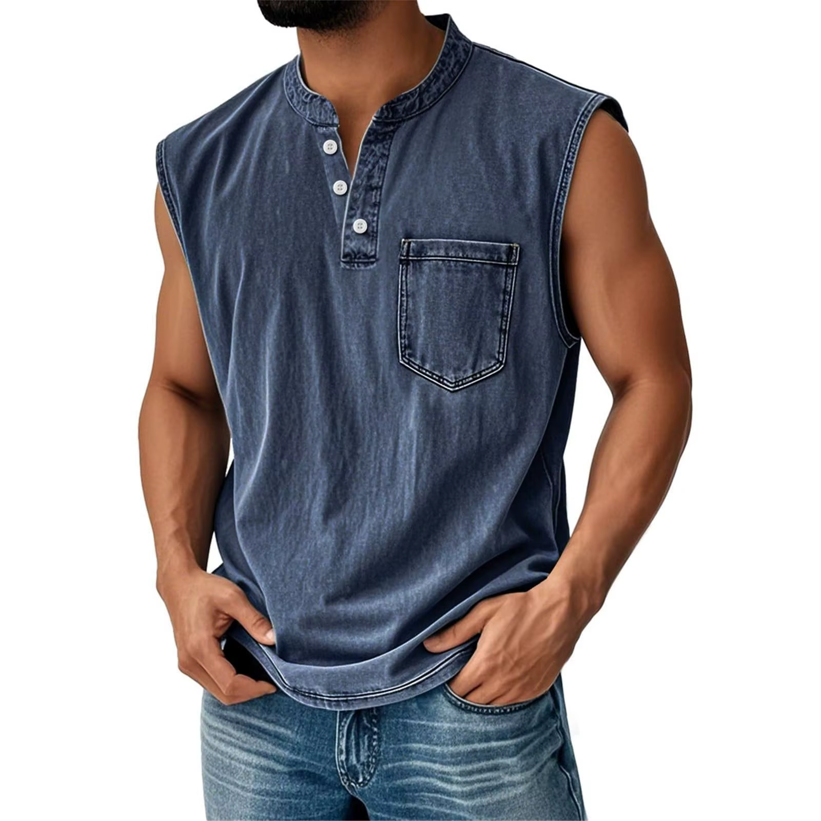 T-shirt sans manches vintage américain pour homme