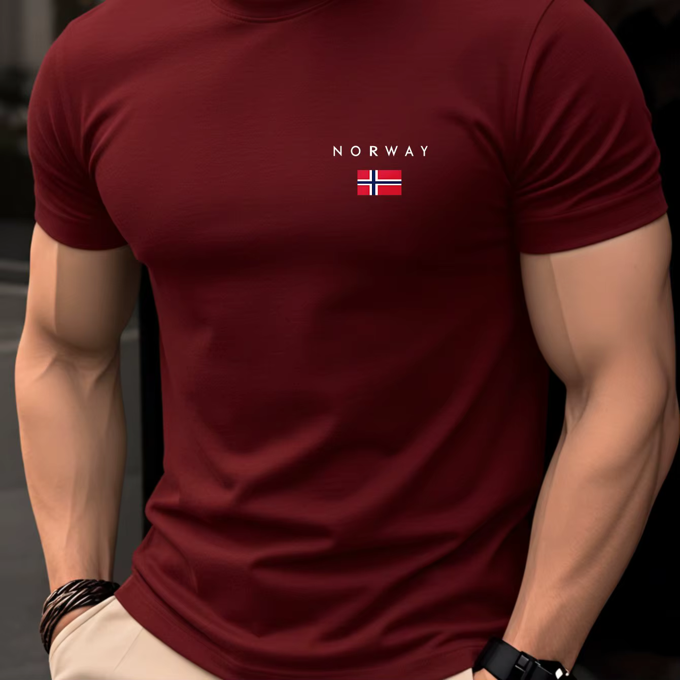 T-shirt noir à col rond pour hommes