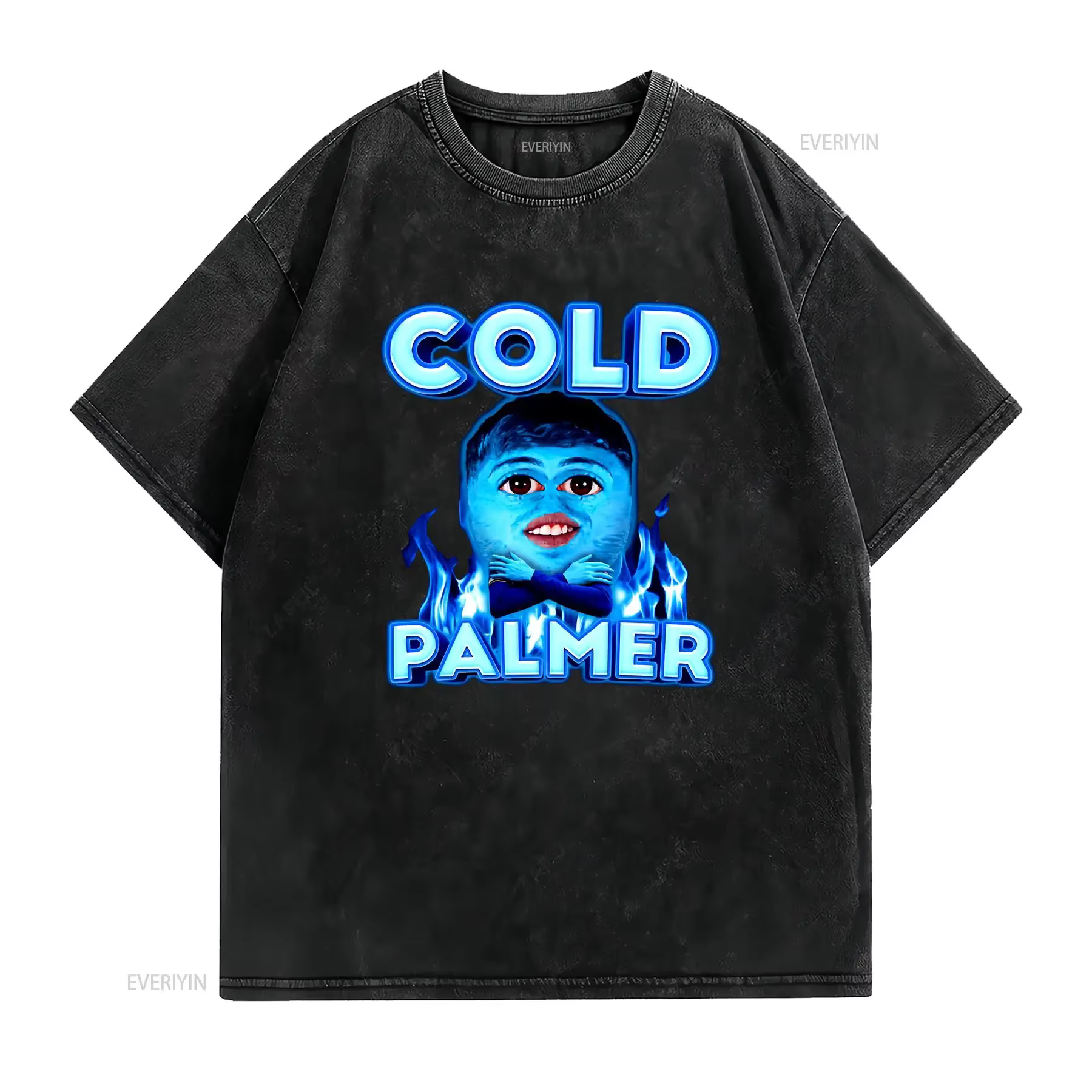 Cold Palmer Cole M T-shirt en coton Fun Meme vintage Graphique délavé Polyvalent Casual Confortable Doux Vêtements de créateurs unisexes