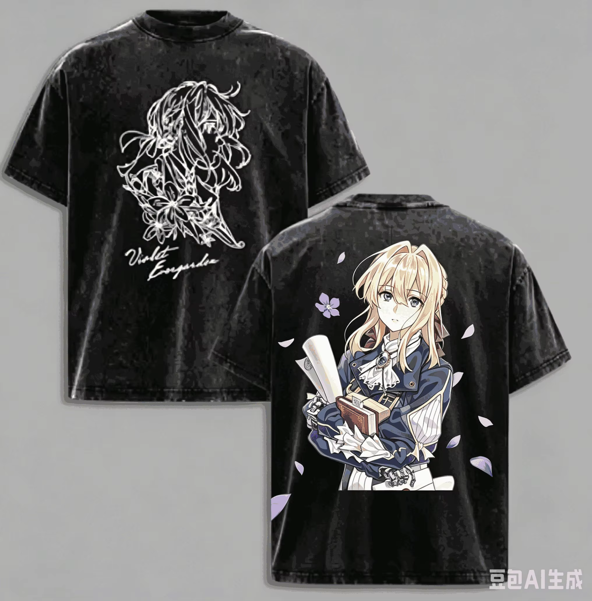 T-shirt Violet Evergarden délavé