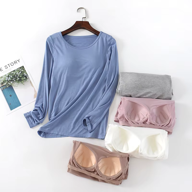 T-shirt Slim One Piece avec coussin de poitrine pour femme