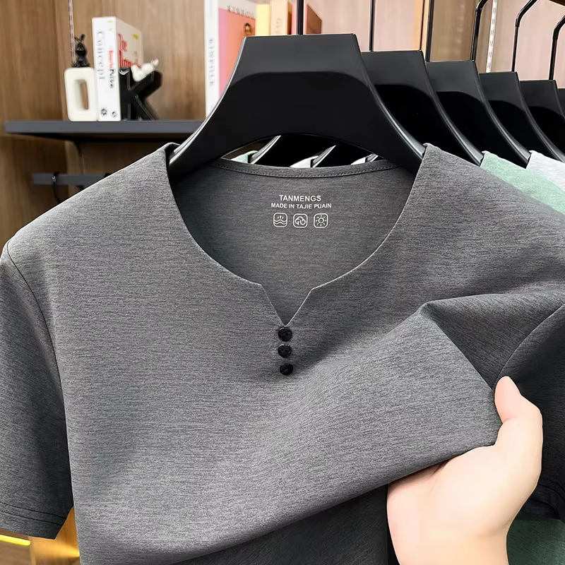 T-shirts à col Henley pour hommes