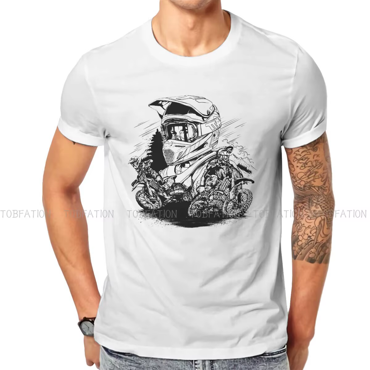 VTT mode t-shirts Enduro Cross moto course mâle Style pur couverture en coton t-shirt col rond surdimensionné