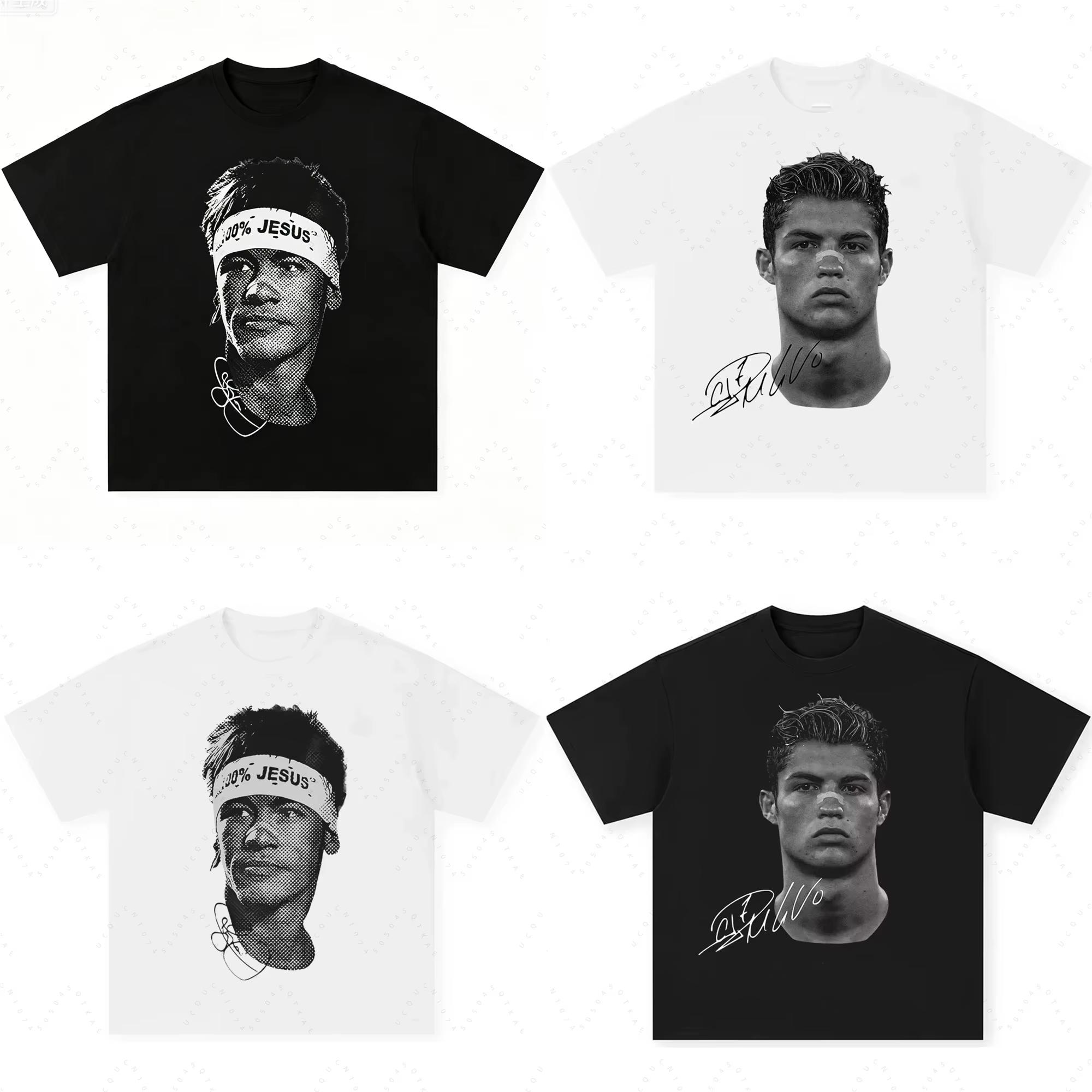 T-shirt en coton à manches courtes imprimé Neymar Star du football américain pour hommes et femmes