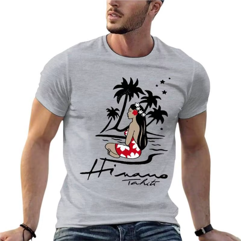 Hinano Tahiti Logo t-shirt surdimensionné imprimé vêtements pour hommes à manches courtes Streetwear grande taille hauts