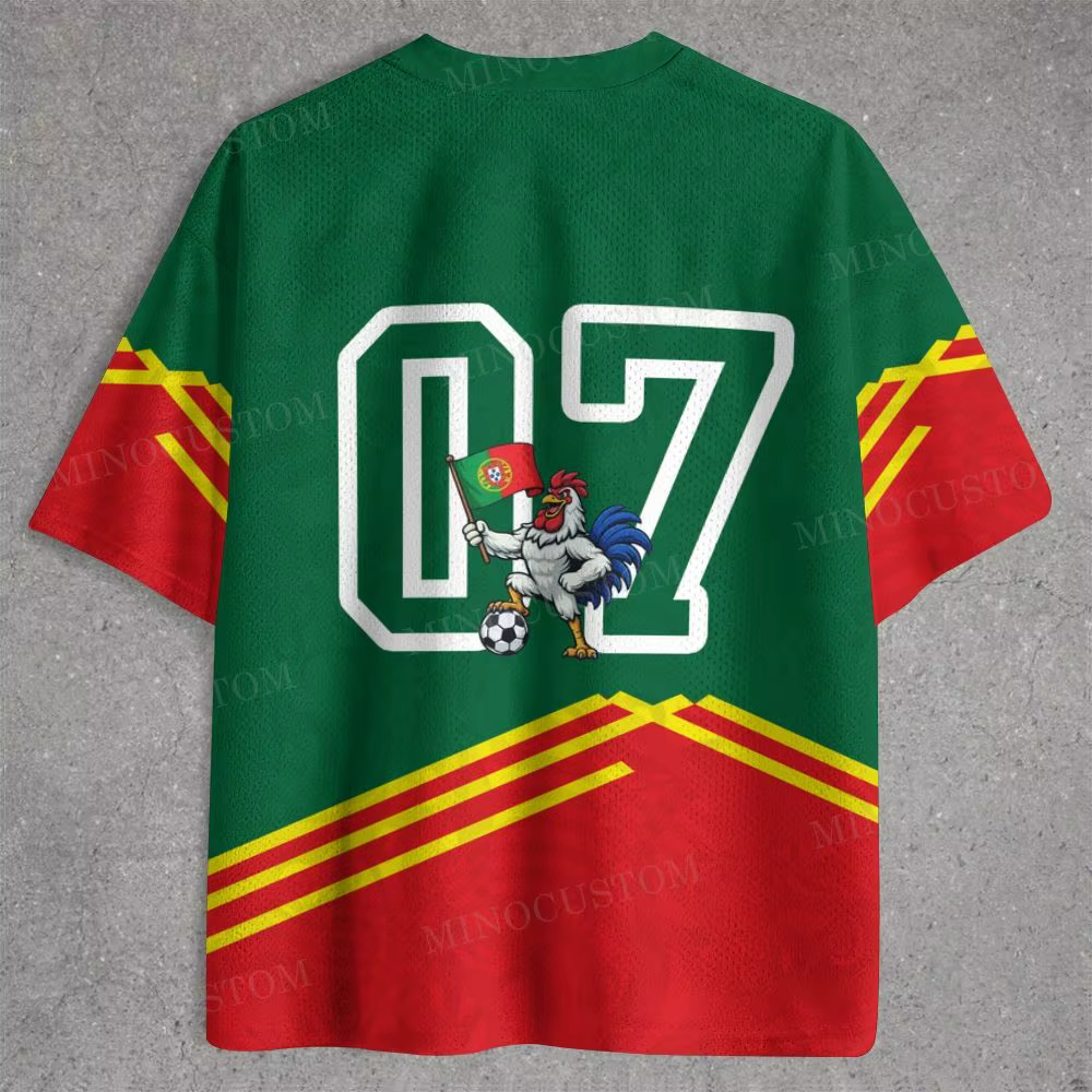 Maillot de football Portugal 2026 – T-shirt respirant en maille avec emblème de l'équipe nationale 2026 – Haut décontracté pour supporter de football