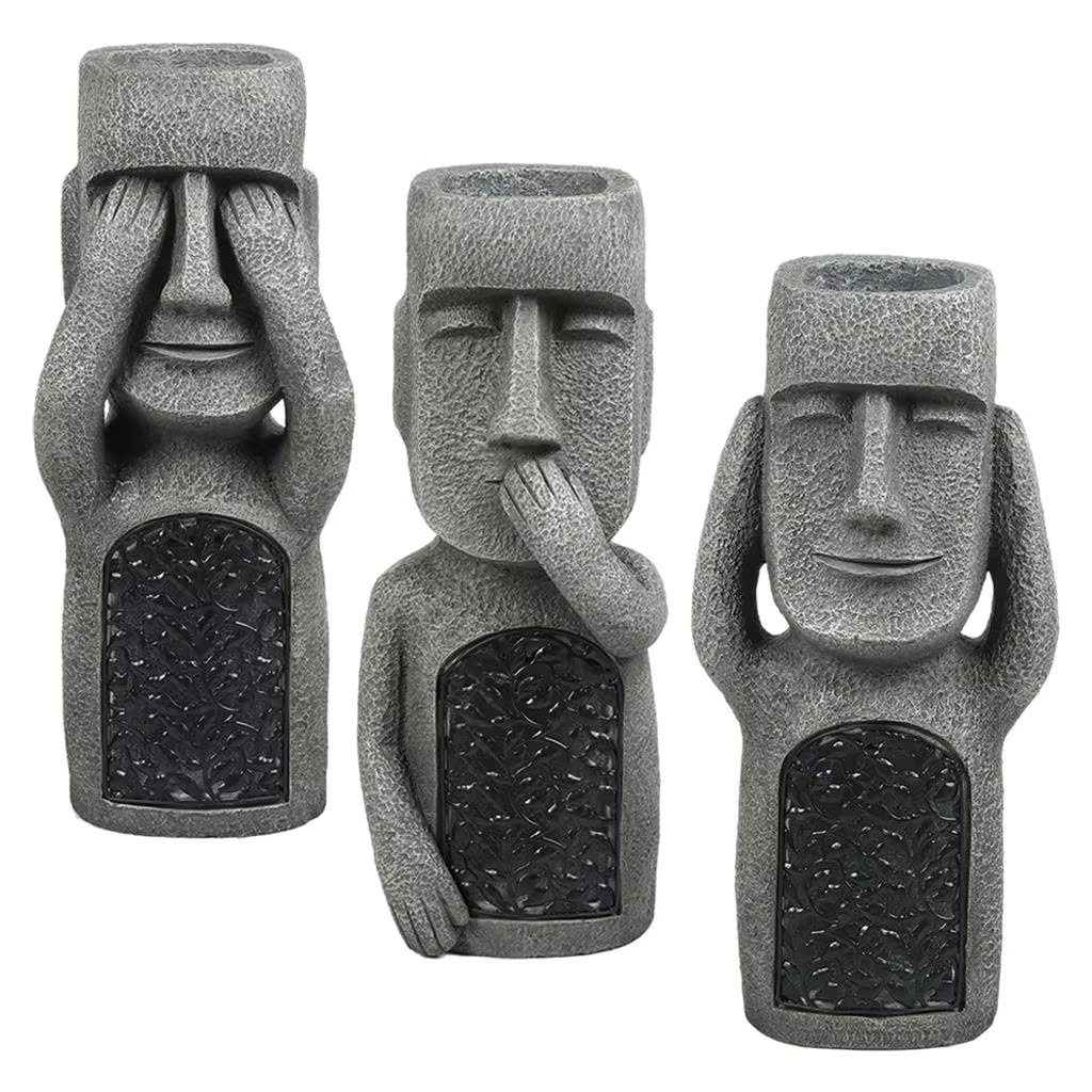 Statue d'île de Pâques en résine, sculpture de jardin Moai Monolith, 10 po