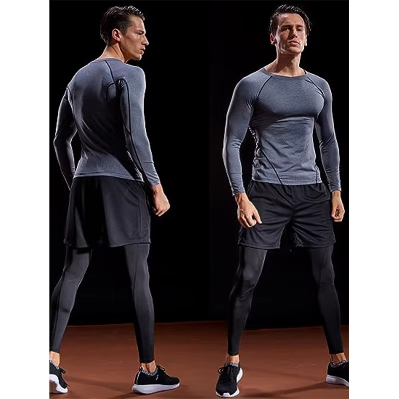 Compression à manches longues T-shirt hommes élastique entraînement