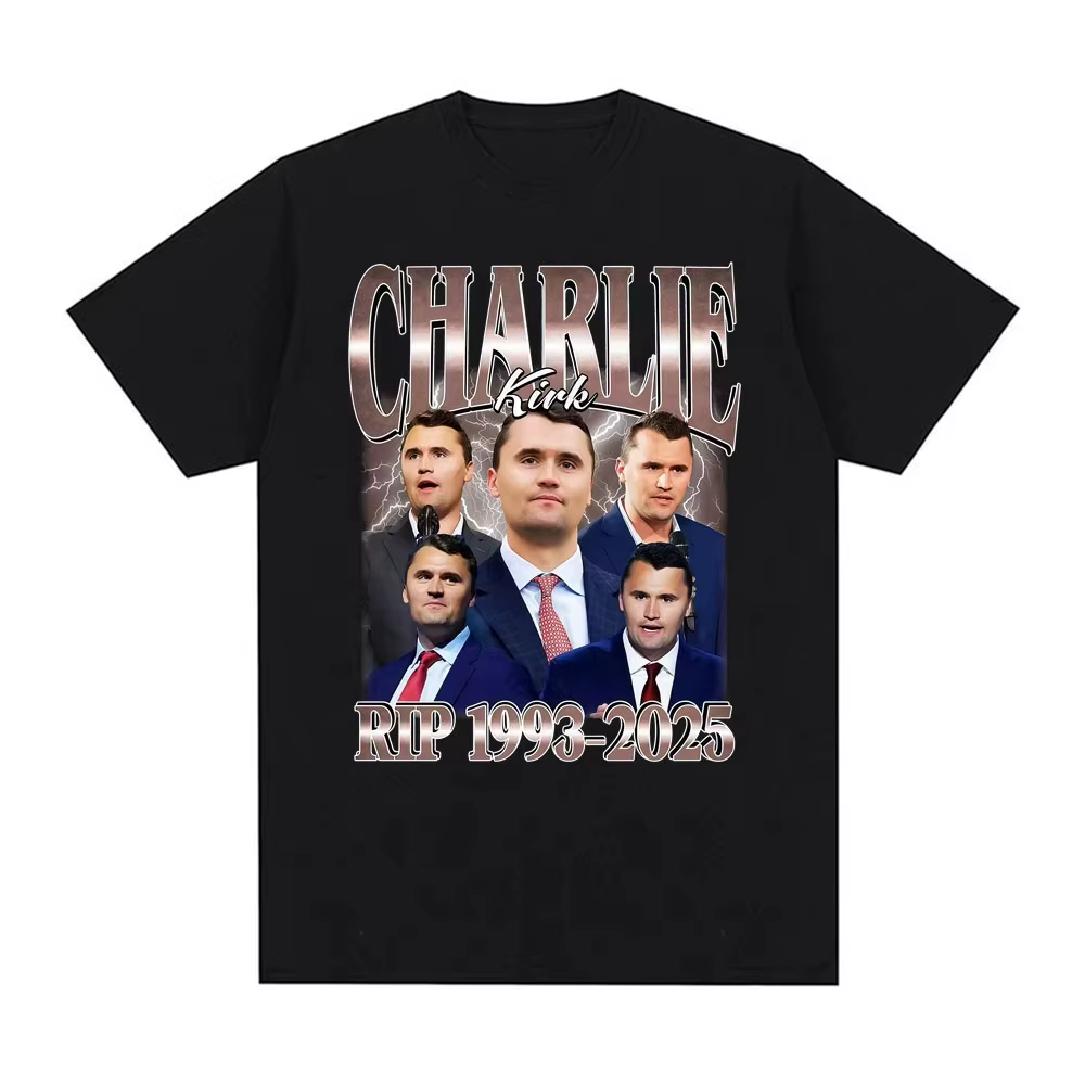 T-shirt imprimé Charlie Kirk à manches courtes