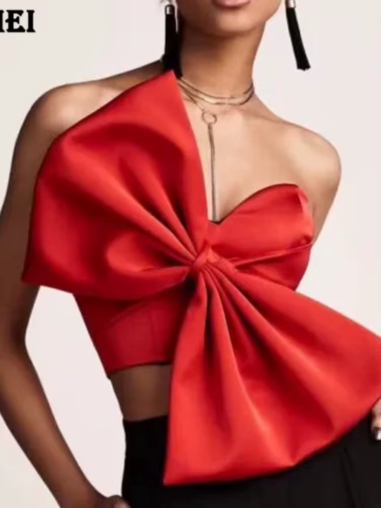 T-shirt court dos nu avec fermeture éclair pour femme