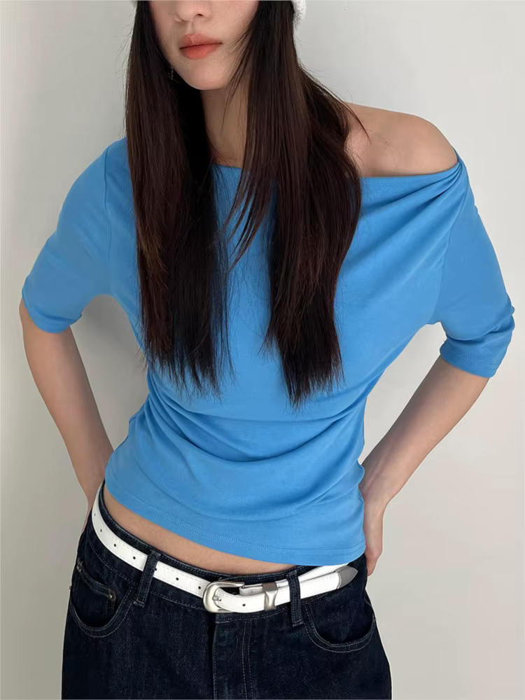 T-shirts à manches courtes bleu électrique pour femmes