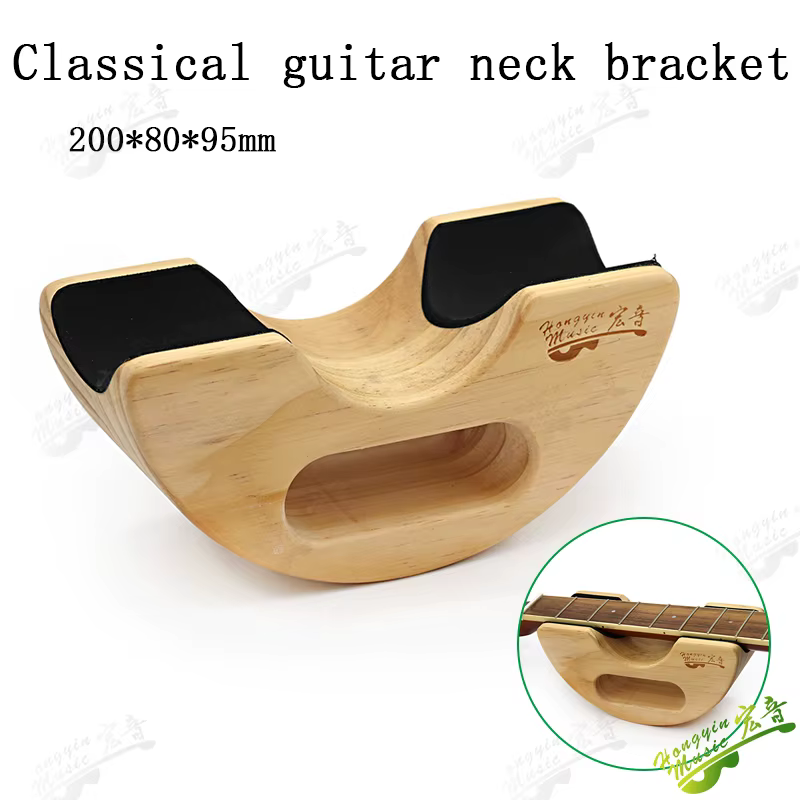 Repose-cou pour guitare basse, Support semi-circulaire en bois, Support de cou pour guitare, doublure en liège, 245x80x95mm