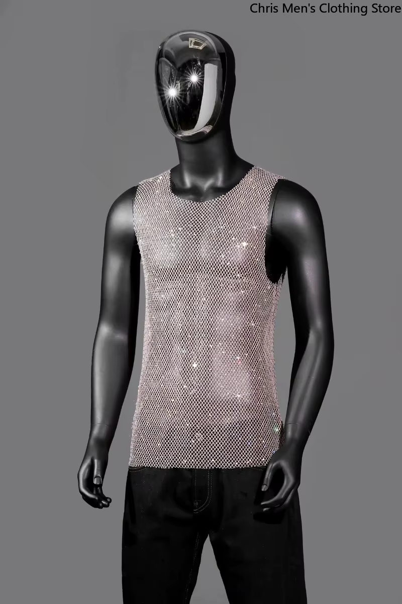 Gilet brillant transparent sexy pour hommes