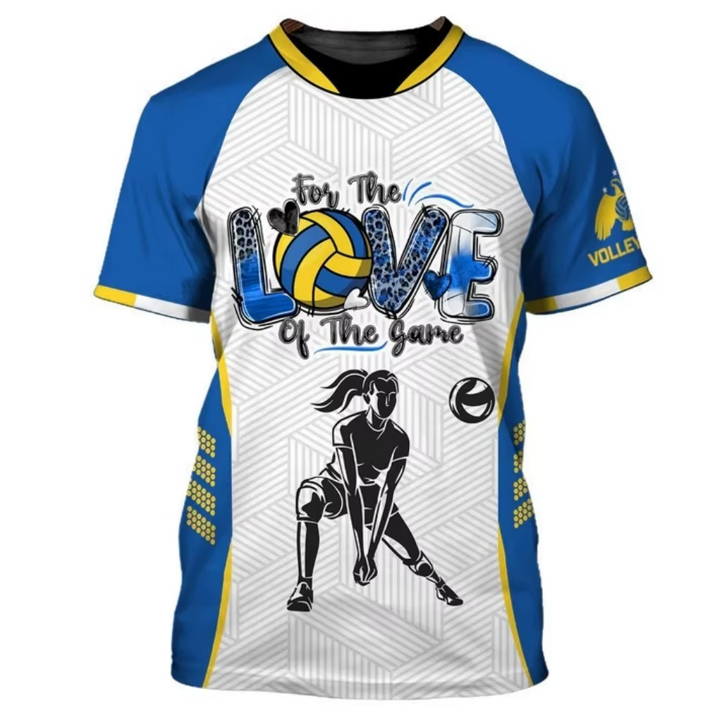 T-shirt pour hommes maillots de volley-ball respirant séchage rapide hauts 3d imprimé à la mode à manches courtes