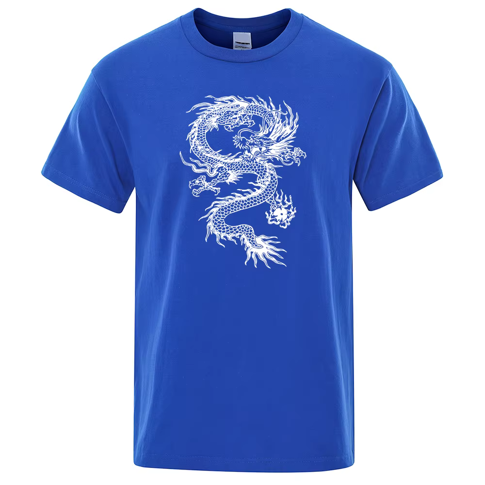 T-Shirt Dragon blanc pour hommes