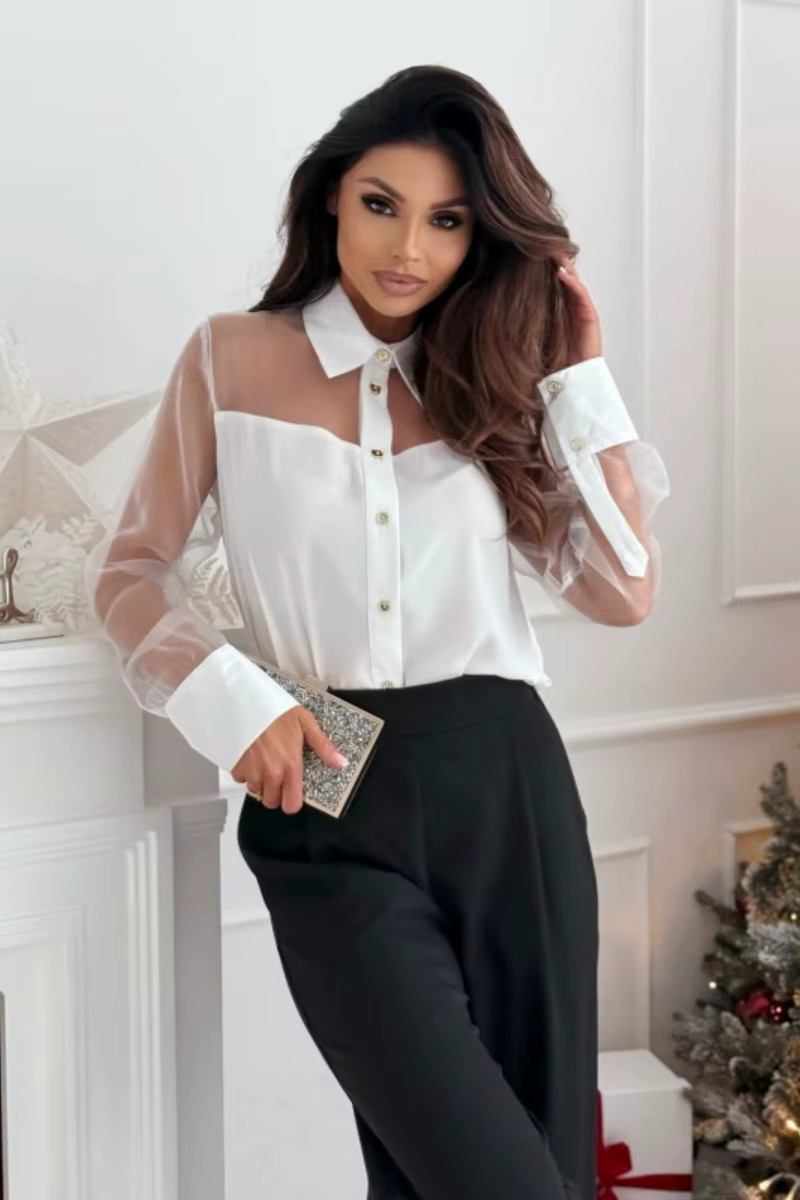 Chemise boutonnée à manches longues pour femmes