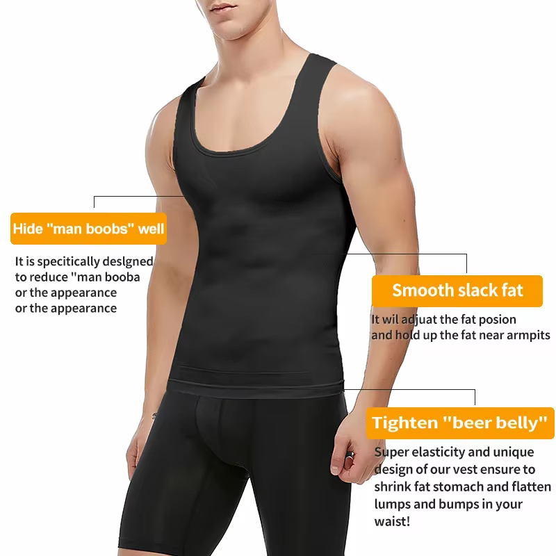 Hommes minceur corps Shaper Shapewear Abs ventre Compression chemise pour cacher la gynécologie Moobs entraînement débardeurs sous-vêtements