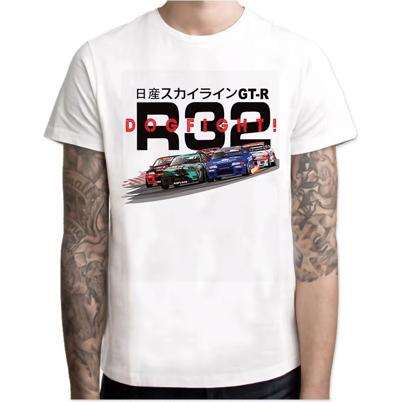 T-shirt Harajuku Cool Automotive Car Turbo pour hommes